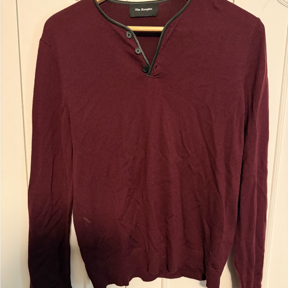 The Kooples Deep Red V-Neck Sweater